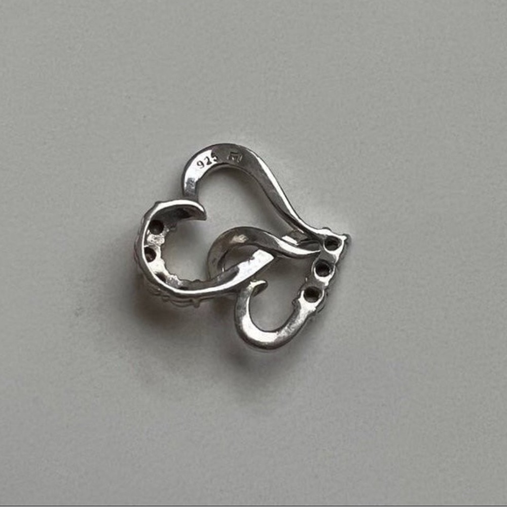 Sterling silver 925 RL marked double heart pendant - Picture 2 of 2